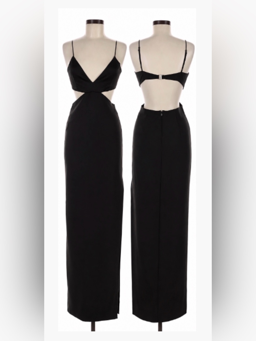 Abercrombie & Fitch Black Cutout Midi Dress with Thin Straps